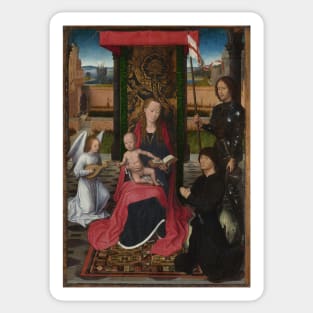 The Virgin and Child with an Angel, Saint George and a Donor - Hans Memling Sticker